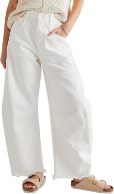 Women Barrel Jeans Distressed Boyfriend Baggy Jeans High Waist Wide Leg Jeans