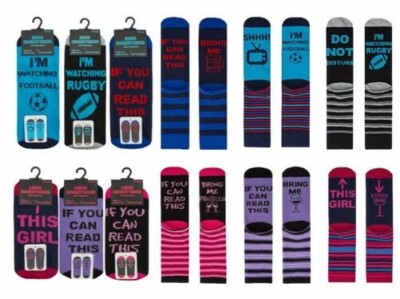 3 Paar Herren/Damen Lustiger Spruch Socken Gin / Wein / Prosecco Oder Fu / Rugby