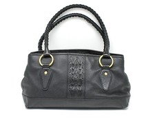 WILSONS LEATHER Black Pebbled Leather Tote Handbag Purse