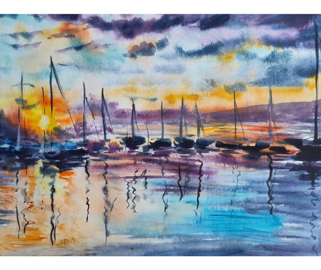 Navegación marina arte ORIGINAL arte pintura al óleo Canadá arte veleros arte