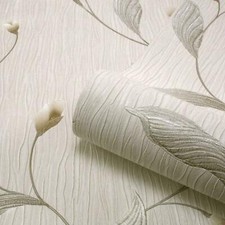 Image of Tiffany Platinum Belgravia Decor Floral Flower Textured Italian Wallpaper GB161