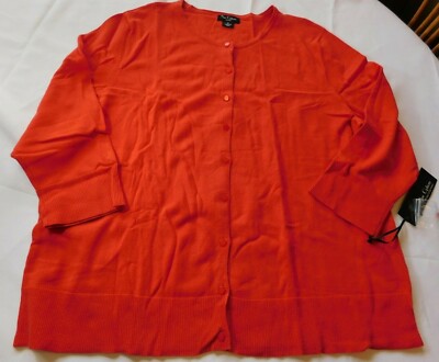 Nue Options Woman Women's Ladies Long Sleeve Sweater Cardigan 1X Flame Button Up