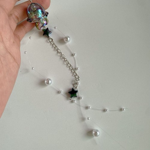Crystal Star Pearl Jellyfish Phone Keychain Phone Accessories - Photo 3 sur 17