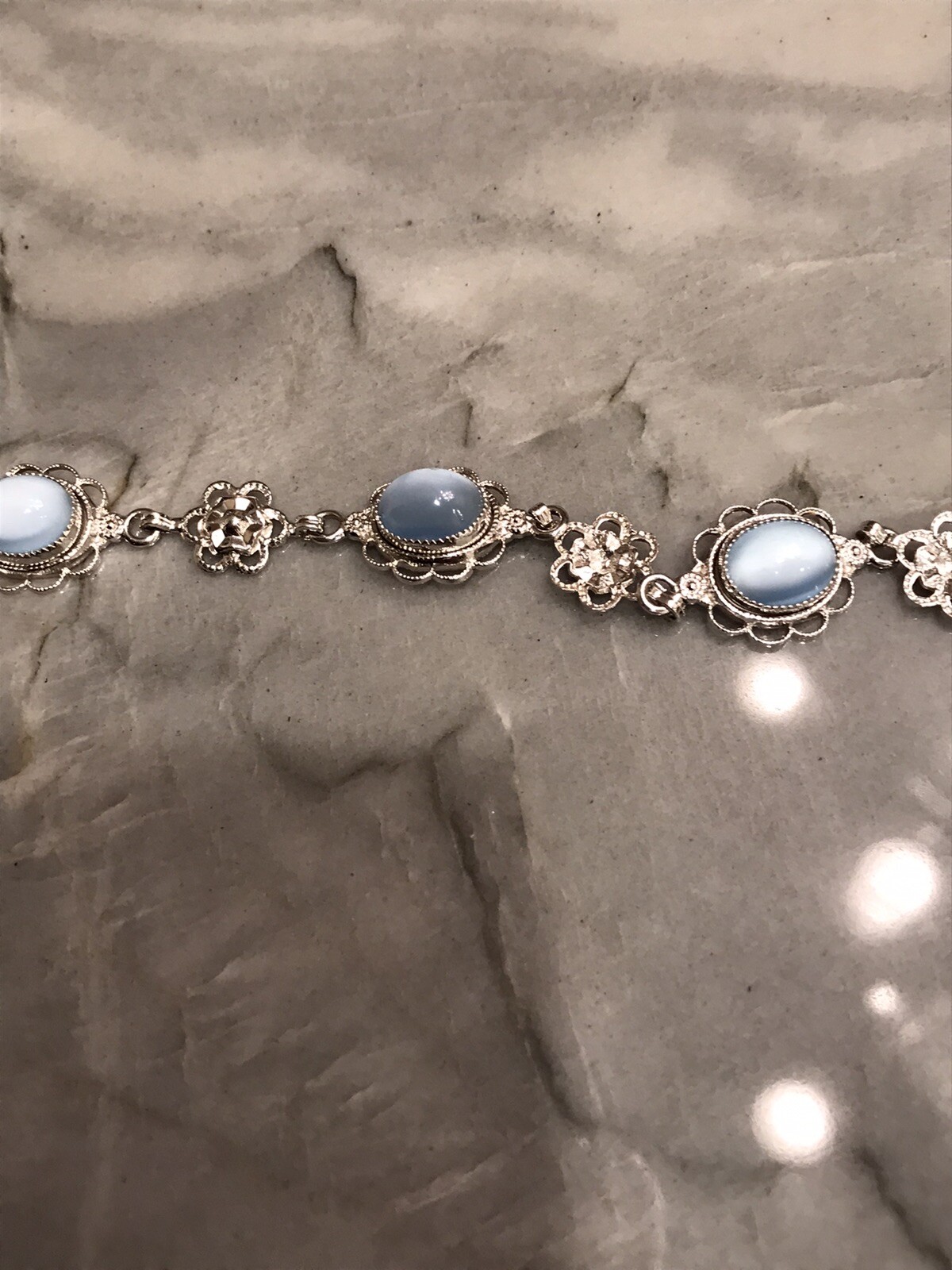 TK Sterling Silver Bracelet Blue Stones 7” Estate Vintage eBay