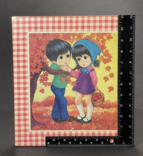 VTG Lee Keane Big Eyes Boy Girl 1960’s Pressboard Art Wall Decor Gingham NIP - Picture 5 of 5