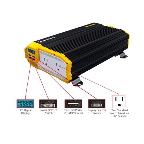 KRIGER 1100 Watt 12V Power Inverter Dual 110V AC Outlets, Car Inverter w/Install