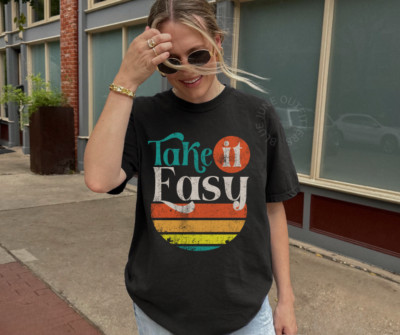 TAKE IT EASY | RETRO COMFORT COLORS  TEE| BOHO T-SHIRTS | HIPPIE SUNSET TEE