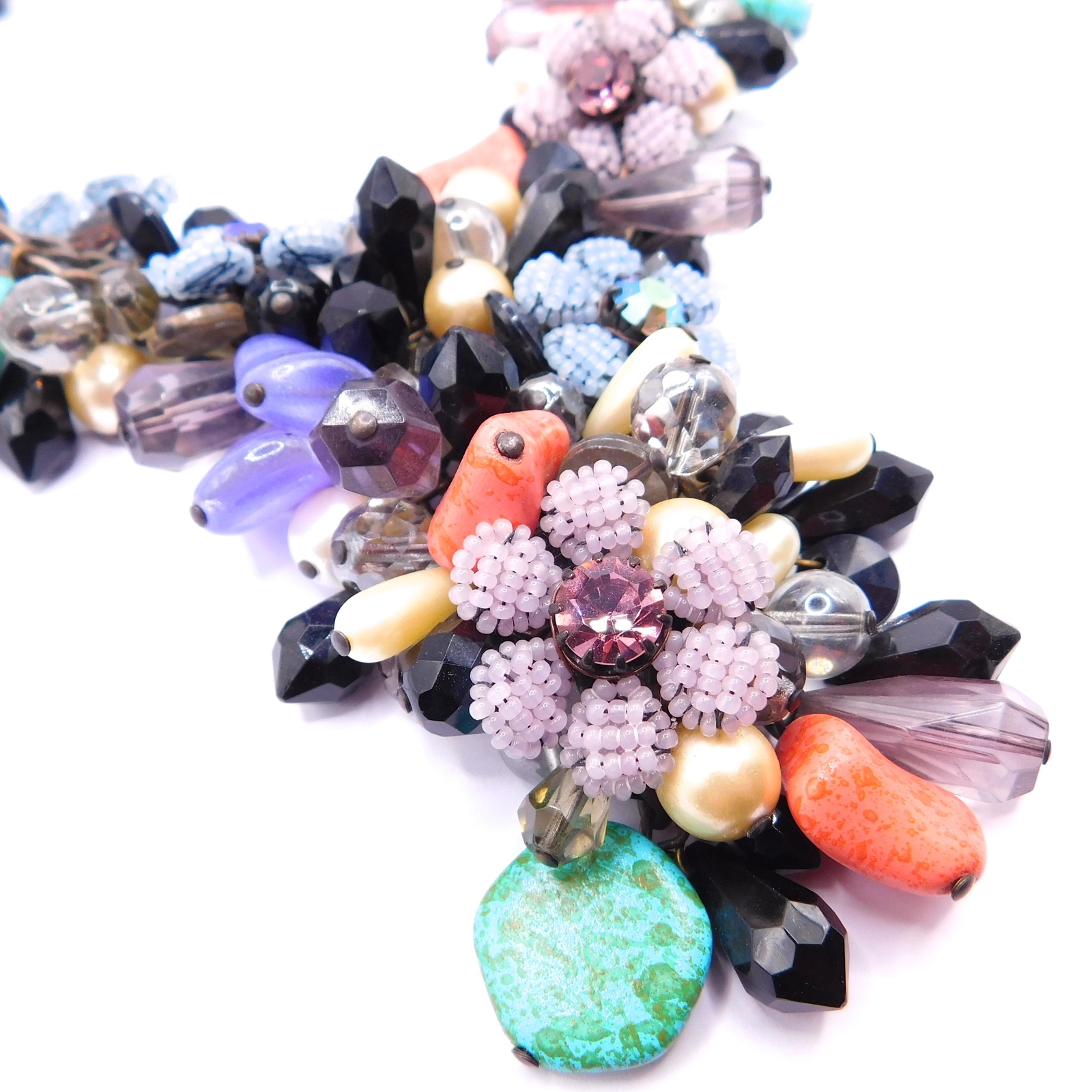 DRAMATIC COSTUME STATEMENT NECKLACE WITH FAUX TUR… - image 2