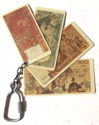 Francs 10 50 100 500 Franc Scheine - Fremdgeld Schlüsselanhänger - Schlüsselanhänger Geldscheine - NEU