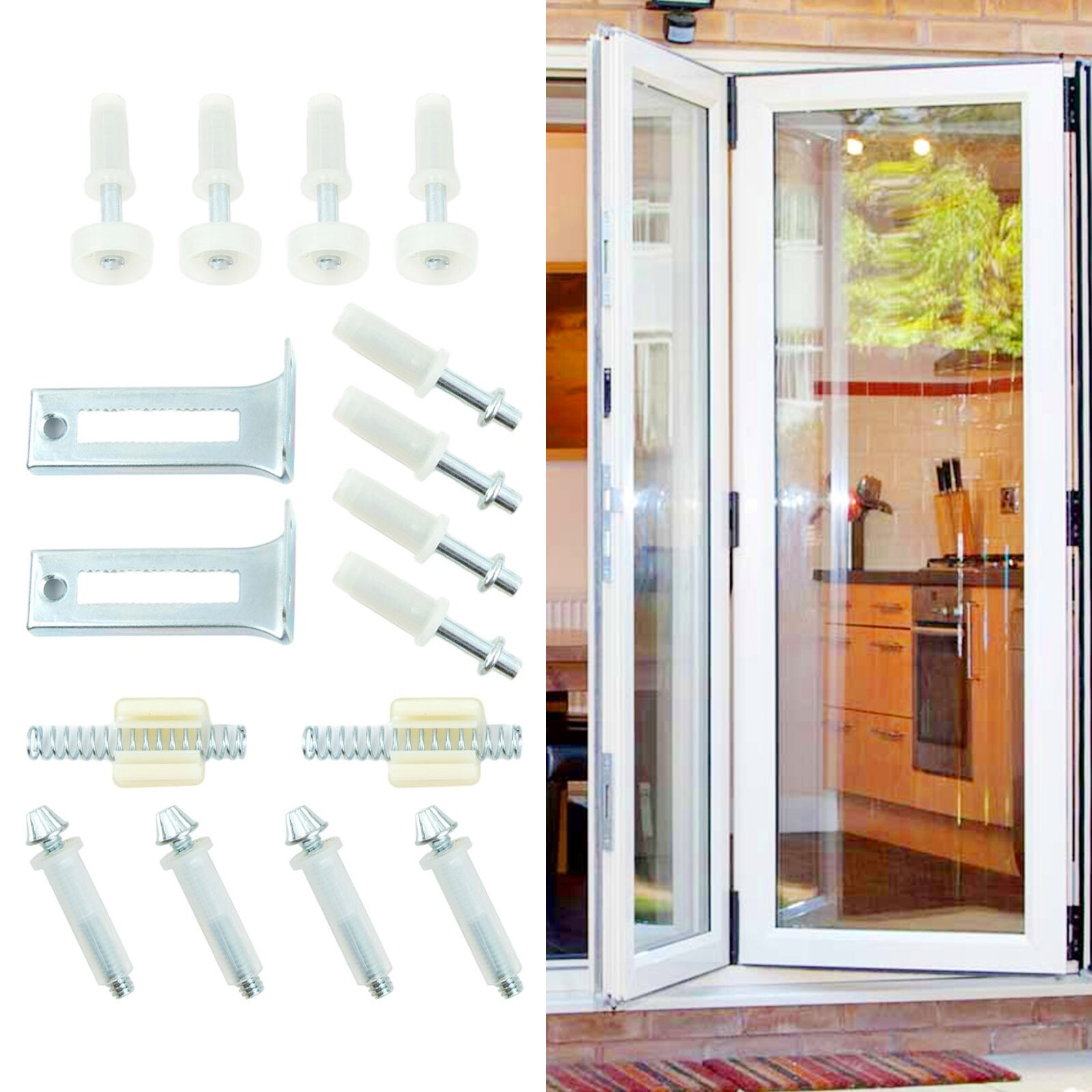 Door Hardware Kit Bifold Door Parts Metal For 1" To 13/8" Thick Door