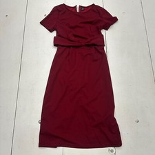 Shein Red Short Sleeve Back Slit Dress Womens Size Small