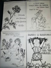 4 Tri Chem Posters Humor Samplers Mottos 9"X12" Pictures to Paint Mother Father