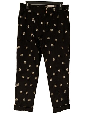 White House Black Market black & gold straight crop pants Size 6 Retail $99
