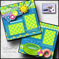 MY FIRST POOL 2  2 premade scrapbook pages BABY BOY paper 12X12 CHERRY 0302