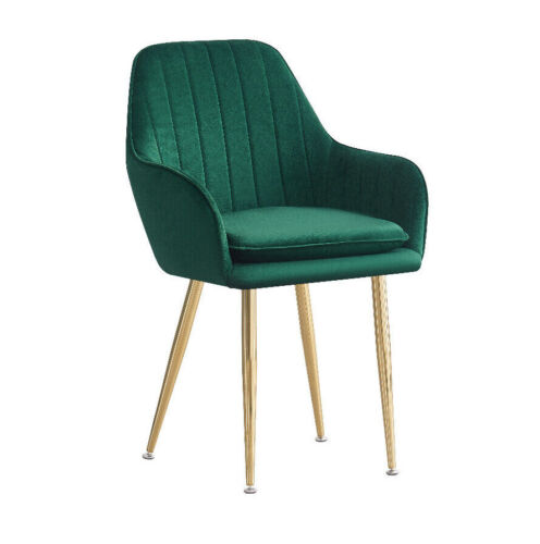 Tela de terciopelo tapizado Sillón Comedor, Silla de oficina en casa con patas de metal - Imagen 6 de 13