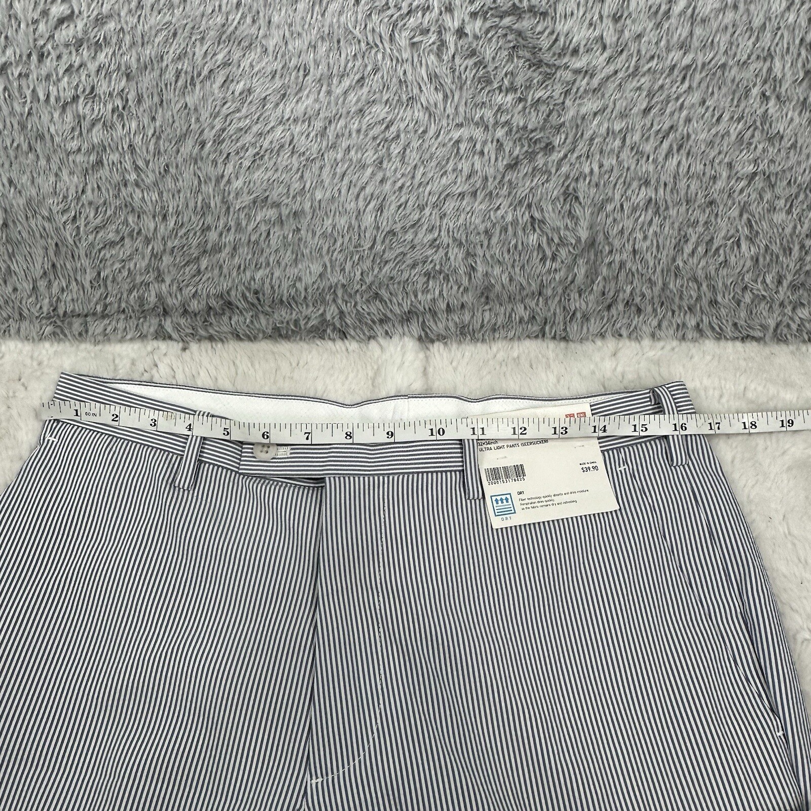 Uniqlo Pants Size 32 x 34 Seesucker blue white  Kando Trousers thumbnail 2