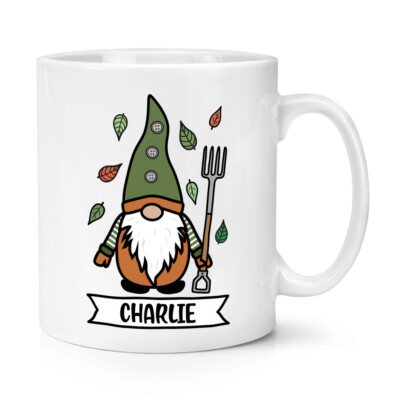 Personalisierter Gonk Zwerg grün orange Garten 10oz Becher Tasse Weihnachtsgeschenk lustig