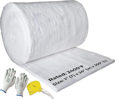 Ceramic Fiber Blanket - 1'' x 24'' x 25' - High Temp Insulation Blanket - 2400F