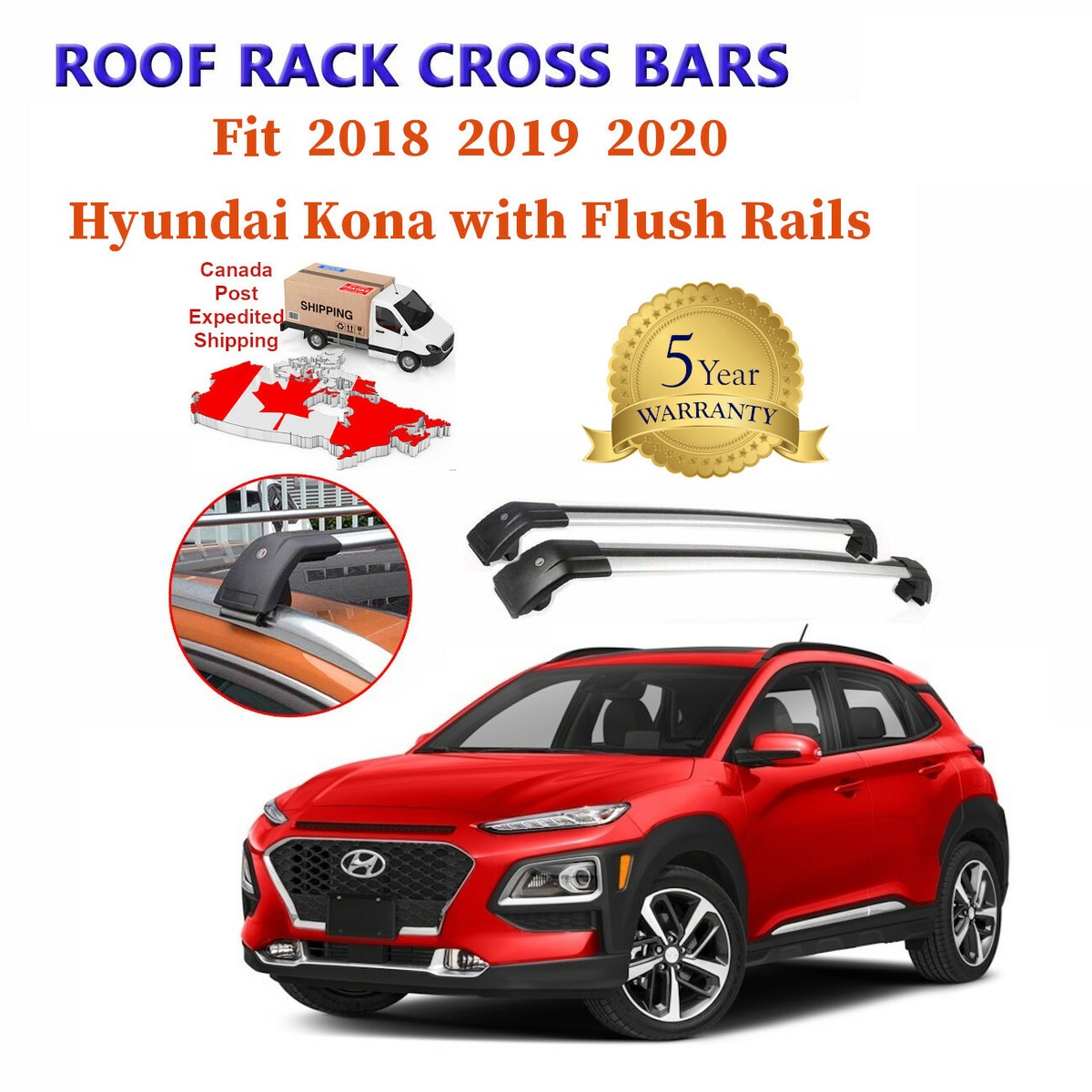 Hyundai Kona 2018 2019 2020 Baggage Roof Top Rack Rail Cross Bar