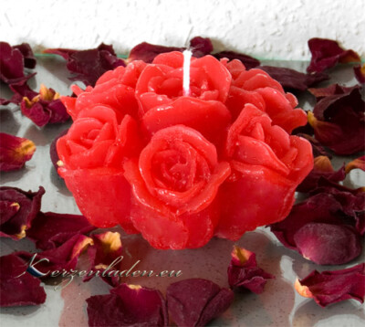 Rosenblüte 7 Rosen rot 10cm Blumen Kerzen Valentinstag Muttertag Dekoration