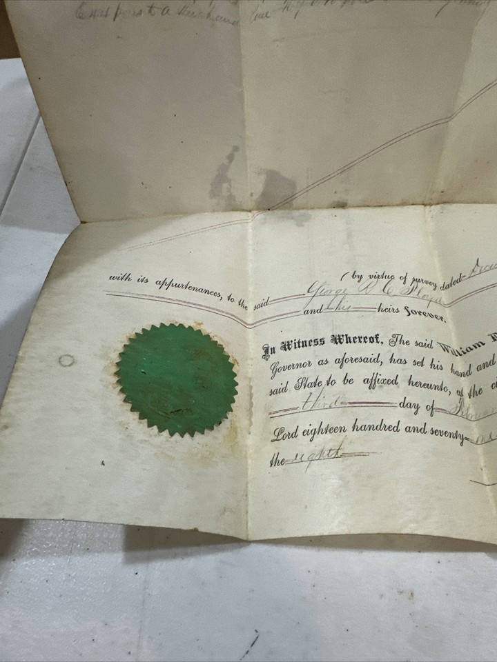 West Virginia Land Grant Vellum 1871 Logan County RARE Signed William