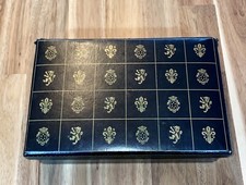 Vintage Black Jewlery Watch Box Gold Lion Cre...