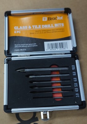 Brackit 6-Piece Glass / Tile Drilling Set W/Case NEW/UNUSED!!