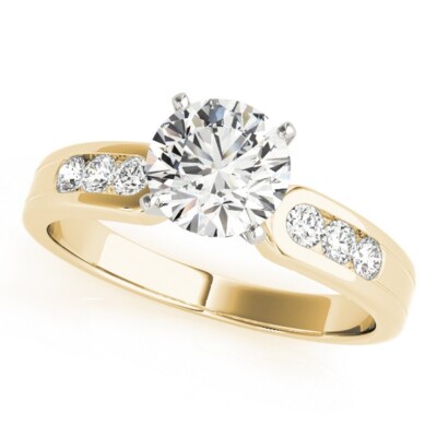 1.21 Ct Round Cut Lab Created Diamond Engagement Wedding Ring 14k Yellow Gold B