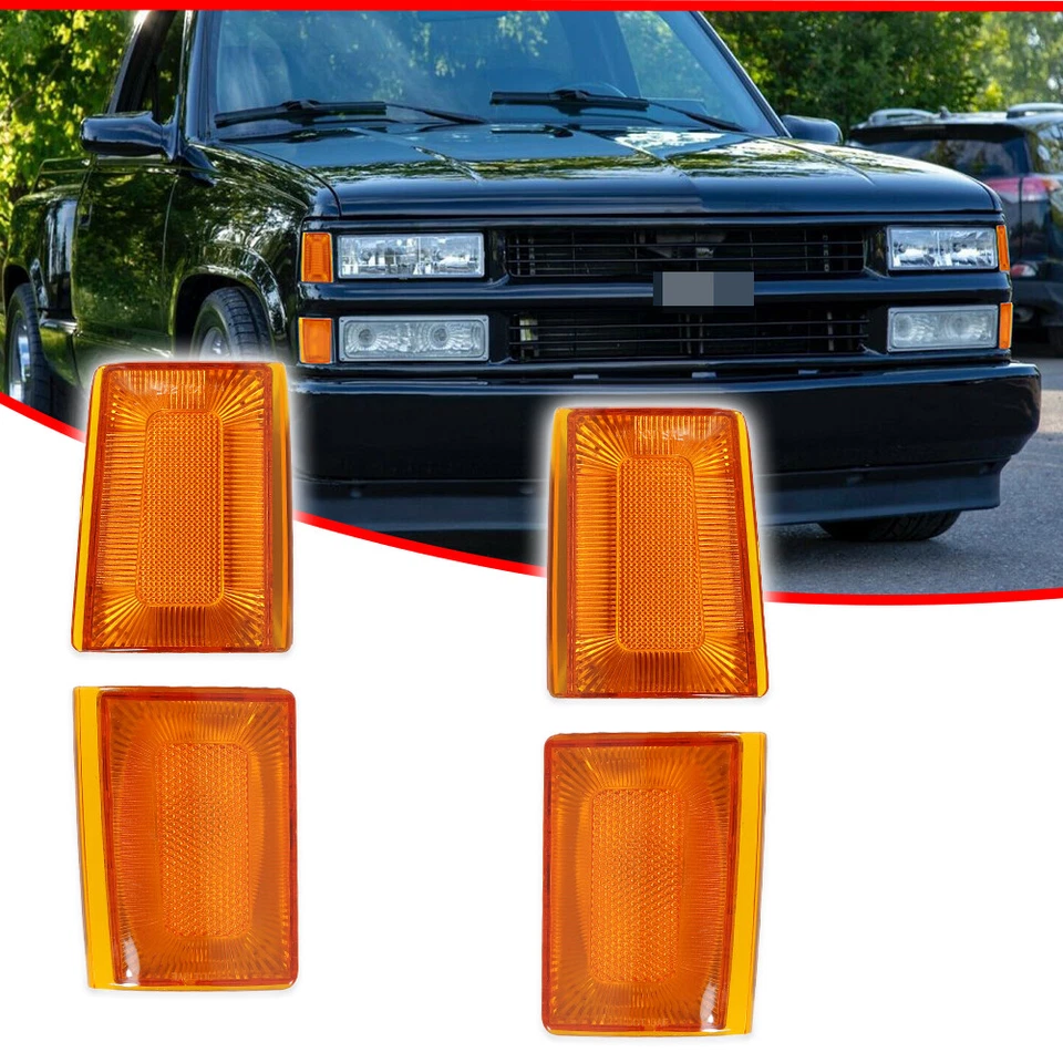 For 1988-1993 Chevy Truck Pickup C/K 1500 Amber Front Side Marker Light Set of 4 - Image 2 of 4