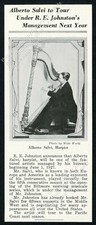 1926 Albrto Salvi foto con arpa annuncio tour USA articolo stampa d'epoca