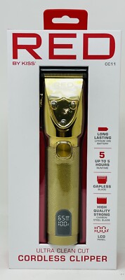 RED by Kiss Ultra Clean Cut Cordless Clipper High Quality ,Carbon Steel Blade