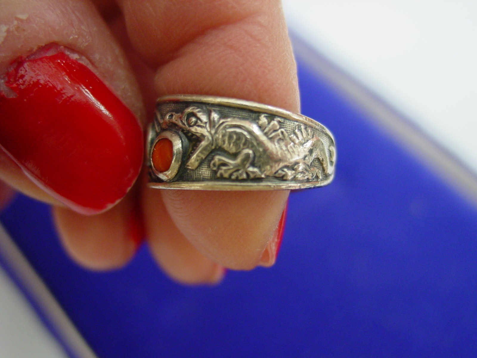 Charming solid 835 silver friendship ring with ca… - image 3