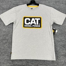 Caterpillar CAT Shirt Mens Medium Gray Short Sleeve Crew Neck Diesel Power New