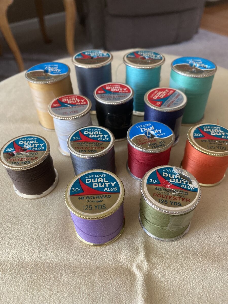 Vintage Lot of 13 Rolls of Thread by J.P. Coats Dual Duty Vintage Lot of 13 Rolls of Thread by J.P. Coats Dual Duty