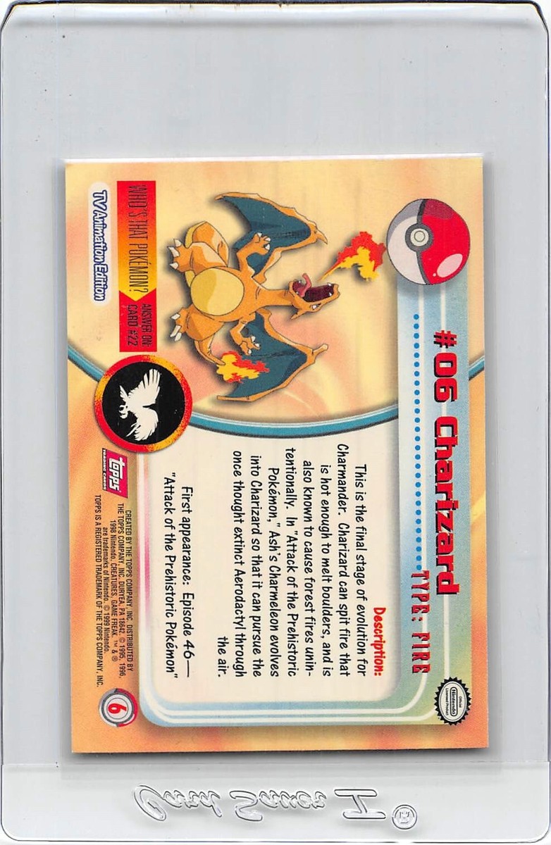 CHARIZARD #06 - RED LOGO - NON-HOLO - Series 1 - TOPPS POKEMON