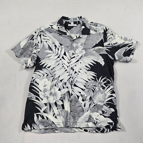 Tommy Bahama Shirt Mens L Multicolor Long Sleeve Hawaiian Print Button Up Silk