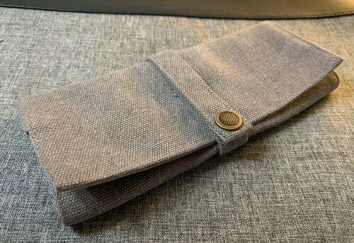 Canvas Watch Roll / Travel Pouch - Holds 3 Watches - Black Grey Blue Beige - Picture 5 of 12