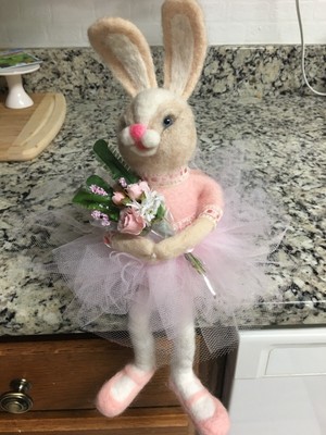 Needle Felted Shelf Sitter Ballerina Bunny