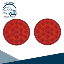 2Pcs 4inch Round 19 LED Trailer Tail Light Red Brake Stop Turn Signal Lights