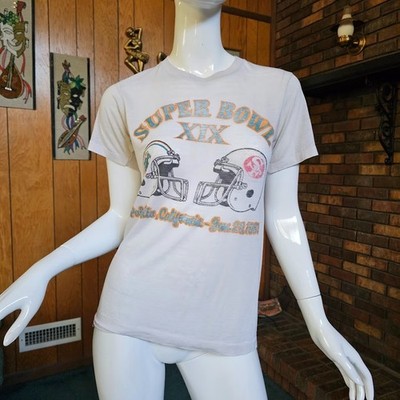 Vtg 1985 Super Bowl XIX 49ers Vs Dolphins Single Stitch 80s Football T-Shirt S/M