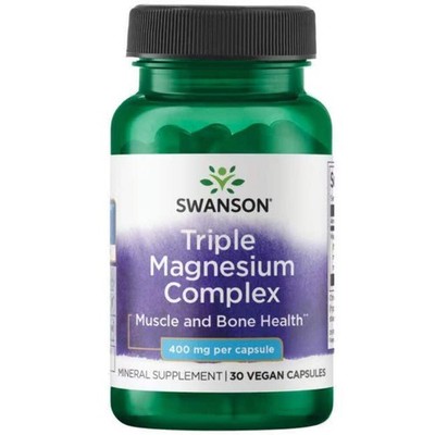 Swanson Triple Magnesium Complex 400mg - 30 Kapseln Muskel & Knochen Gesundheit Unterstützung