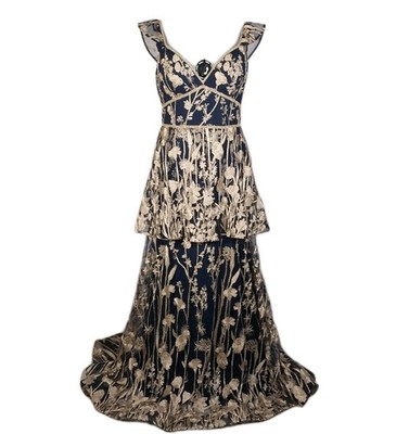 Marchesa Notte Blue Lace Ball Gown Formal Size 12 | eBay