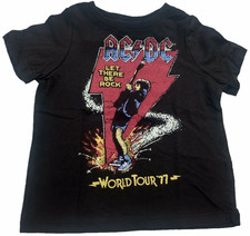 AC/DC ACDC "Let There Be Rock" World Tour '77 T-Shirt Men's Black Rock Band Tee