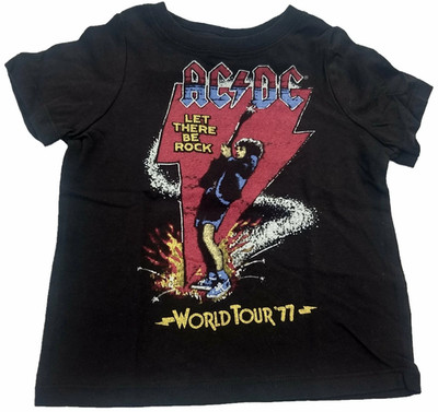 AC/DC ACDC ''Let There Be Rock'' World Tour '77 T-Shirt Men's Black Rock Band Tee
