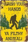 Vintage Metal Bigfoot Bathroom Wash Your Hands Tin Sign Wall Art 8x12 Inch