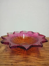 Amberina Fenton Carnival Red Painted Glass Iridescent Vintage Art Glass