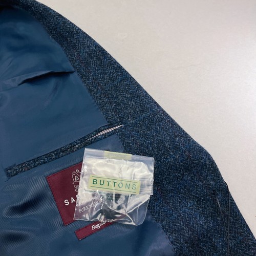 Chaqueta Blazer Marks And Spencer Abraham Moon Tweed Azul Lana Para Hombre Talla 48R Nueva con Etiquetas - Imagen 14 de 21