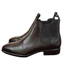 Airflex Henry Boots Womens Sz 9 Black Leather Pull On Chelsea Ankle Block Heels