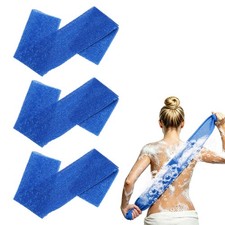 3 Pcs Back Scrubber, 25 Inch Nylon Bath Sponge Extended, Blue