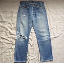 Vintage Levi's 501 80s USA Made Selvedge Redline Indigo Faded W33 L33